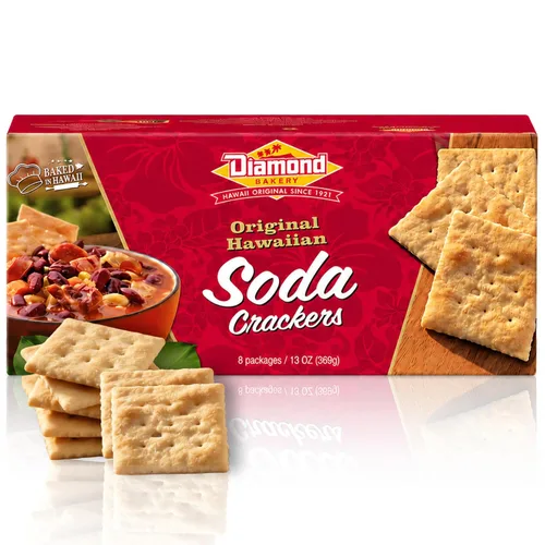 Vista 11 de Diamond Bakery Galletas hawaianas de soda ligeramente saladas - Bandeja de 8.5 onzas Bocadillo clásico horneado en la isla