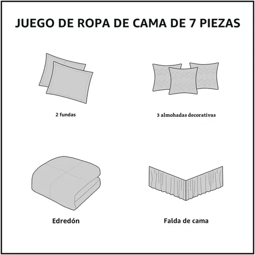 Vista 11 de Madison Park Palmer juego de edredón de 7 piezas, Poliéster, Completo Negro