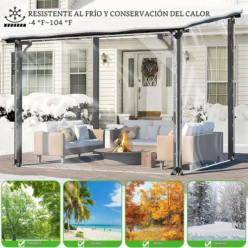 Vista 4 de Lonas transparentes con ojales, lonas transparentes de 5 x 7 pies, cubierta de lona impermeable resistente con borde reforzado, lona de PVC