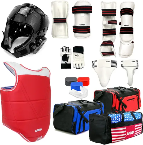 Vista 5 de AAMA Juego completo de equipos de protección de combate de Taekwondo - Personalizable