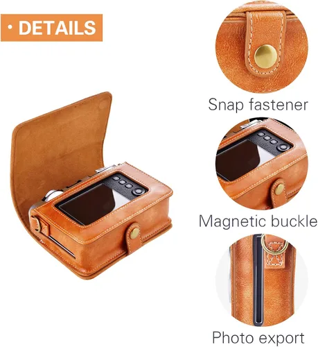 Vista 5 de Rieibi Mini EVO - Funda protectora de piel sintética retro para cámara instantánea Fujifilm Instax Mini EVO - Funda extraíble con correa ajustable
