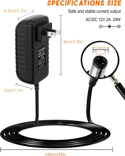 Vista 3 de Fuente de adaptador de corriente de 12 voltios, 2A, adaptador universal de CA de 12 voltios, 2000 mA, CA 100-240 V a CC 12 V, cargador