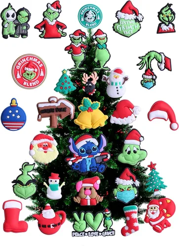 Vista 2 de 30 dijes de Navidad para zapatos, lindos dijes de Navidad de dibujos animados para zueco y pulsera para niños, niñas, niños y adultos, regalos