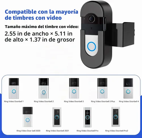 Vista 2 de Soporte Antirrobo para Timbre de Video Ring, Compatible con Timbre de Video, Soporte de Montaje Ajustable Sin Taladro para Timbres Inalámbricos