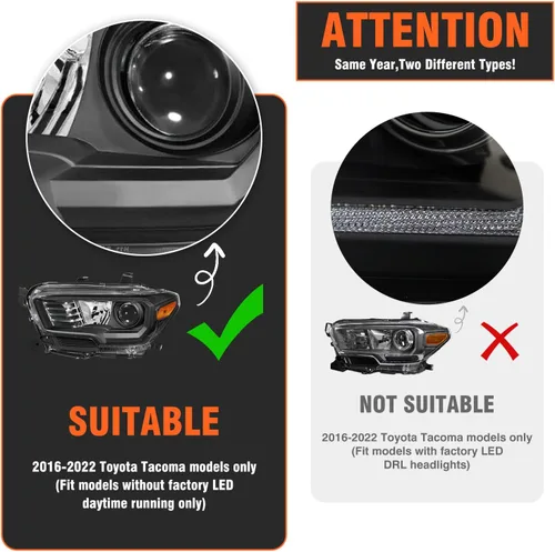 Vista 3 de Para Toyota Tacoma 2005-2011 Conjunto de faros delanteros Tacoma Pickup Truck carcasa cromada reflector ámbar reemplazo lado conductor y pasajero