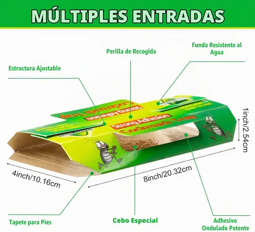 Vista 2 de Qualirey Trampas adhesivas para cucarachas para interiores, con pegamento para cucarachas, infestación de cucarachas, para interiores, hogar