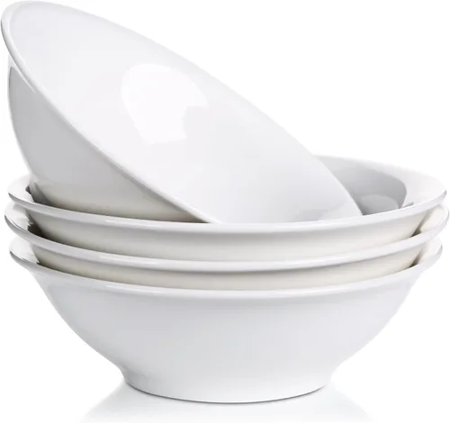 Vista 10 de LIFVER Juego de 4 cuencos de cerámica blanca de 48 onzas, cuencos grandes y profundos para sopa, ensalada, pasta, fideos, cereales, lavavajillas