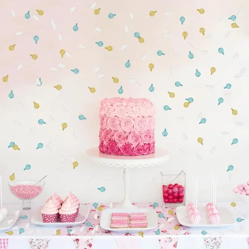 Vista 7 de Globo de aire caliente con purpurina de confeti, decoración de mesa temática de viaje de nube, dispersión de papel para baby shower, cumpleaños
