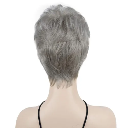 Vista 4 de Wiginway corto rizado pelucas sintéticas con flequillo pelo premium natural moda pelucas para señora mujeres #101