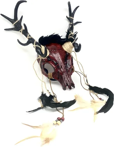 Vista 11 de Carnero - Máscaras de demonio y cuernos de diablo de cabra, máscara de miedo para disfraz de Halloween, terror