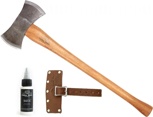 Vista 18 de 1844 Helko Werk Germany - Colección de hachas - Juego de 3 hachas tradicionales de corte - Saxon, Spaltaxt, Mini Spalter Splitting Axe 3 Set