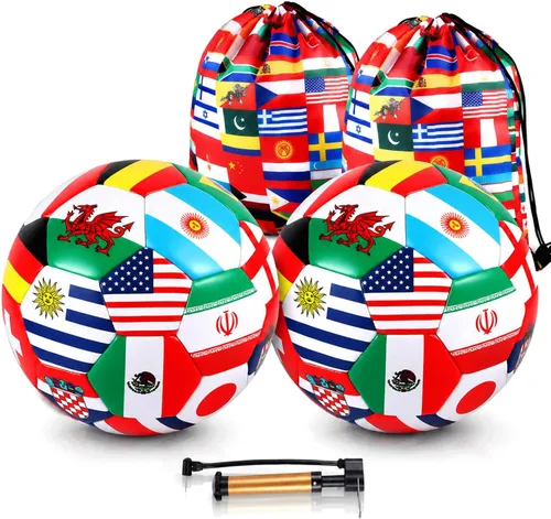 Vista 7 de Realspring Balón de fútbol tamaño 5 para fiesta, operación de Navidad, bolas de fútbol con bomba y bolsa de almacenamiento para deportes