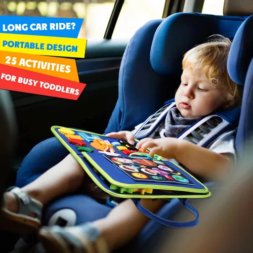 Vista 5 de Guolely Busy Board Montessori - Juguete para niños de 3 a 6 años, tablero sensorial de desarrollo de actividades educativas para habilidades motoras