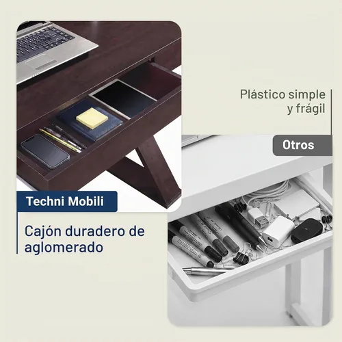 Vista 4 de Techni Mobili Escritorio moderno de 47 pulgadas con cajón, oficina en casa