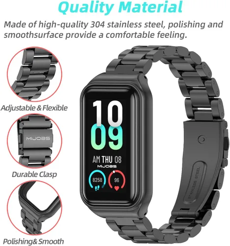 Vista 4 de Correa de repuesto de metal para Amazfit Band 7, compatible con Amazfit 7 Fitness Tracker