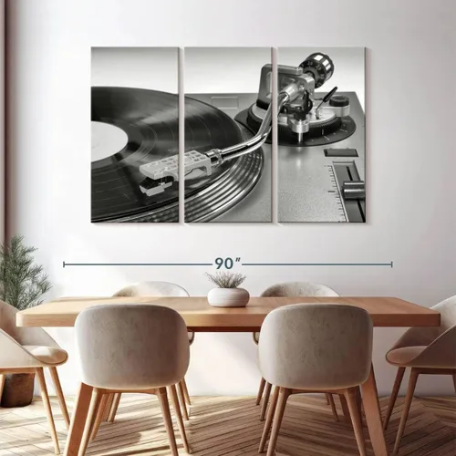 Vista 29 de Elephant Stock BW - Reproductor de discos de vinilo para pared, lienzo horizontal, decoración de pared de sala de estar de 3 piezas, impresión