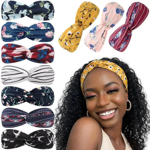 Vista 27 de DRESHOW - Paquete de 10 diademas para mujer con diseño entrecruzado vintage, estilo bohemio, trenzadas, elásticas, accesorios para el cabello