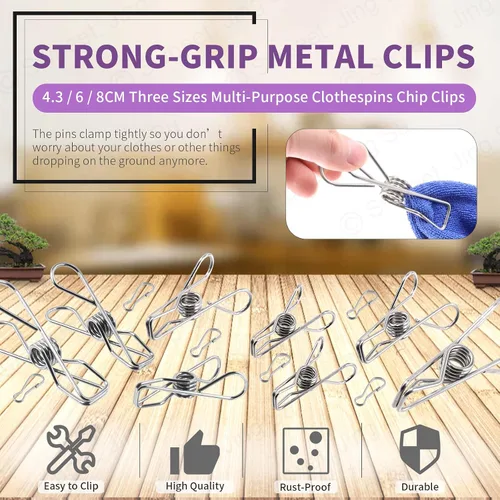 Vista 9 de Swpeet 195pcs Clip de alambre de metal multiusos a prueba de viento pinzas de metal clips titulares