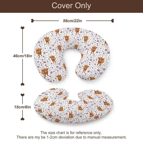 Vista 6 de Funda de almohada de lactancia con diseño de flores de vaca de granja occidental, unisex, diseño floral de vaca de las tierras altas, funda