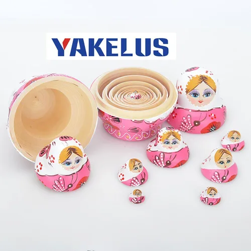 Vista 2 de Muñecas rusas de anidación para niños, muñeca Matryoshka 10 piezas hechas a mano