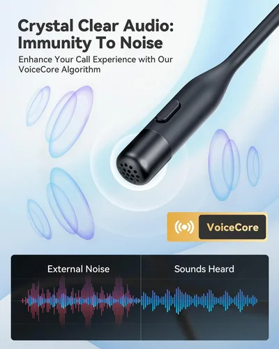 Vista 8 de EMEET Auriculares con cable HS50 con micrófono y control en línea, auriculares abiertos de flujo de aire, auriculares inalámbricos Bluetooth 5.3