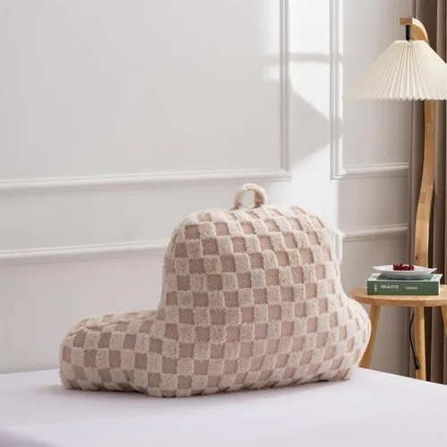 Vista 2 de Aimuan Almohada de Lectura a Cuadros Reposaespaldas de Cuña para Cama Almohada a Cuadros con Brazos Soporte para la Espalda para Sentarse en la Cama