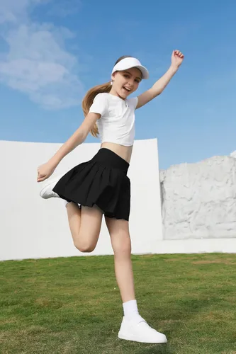 Vista 3 de SANGTREE Falda de Tenis Plisada para Mujer Falda Pantalón Atlética con Bolsillos Niñas Shorts de Entrenamiento de Pickleball de Cintura Alta