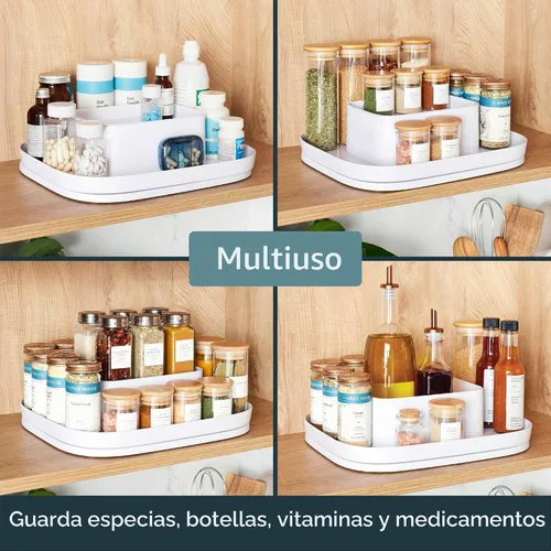 Vista 6 de YouCopia MagicTrack - Tocadiscos para especias, organizador rectangular de 2 niveles Lazy Susan