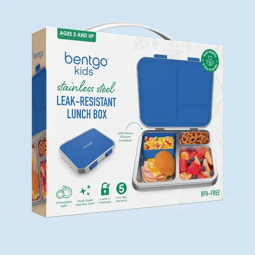 Vista 9 de Bentgo Kids - Lonchera de acero inoxidable resistente a derrames para niños, de 3 compartimentos con contenedor de silicona adicional, duradera