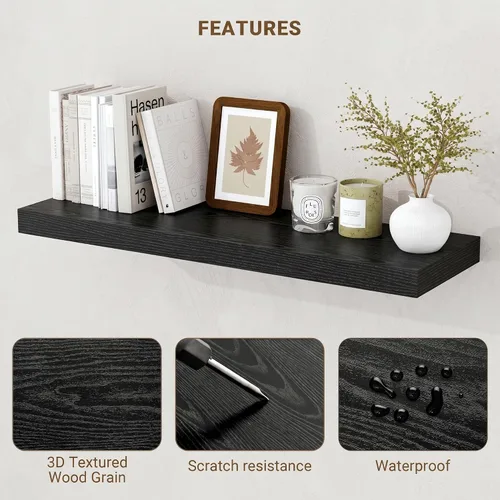 Vista 5 de Acovy Estantes flotantes de 16 pulgadas, estantes flotantes de 16 x 9.25 x 1.5 pulgadas de profundidad para pared, estantes de madera para baño