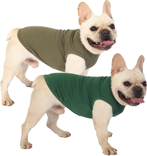 Vista 2 de Camisas Lisas para Perros, Ropa Sólida para Perros, Camiseta Ligera Elástica, Sin Mangas Blanca para Cachorros Chihuahua Gatos Disfraces Pequeños