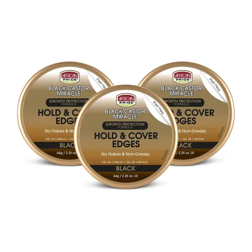 Vista 8 de African Pride Black Castor Miracle Hold & Cover Edge Gel para el cabello con aceite de ricino negro y control de bordes de agua de coco
