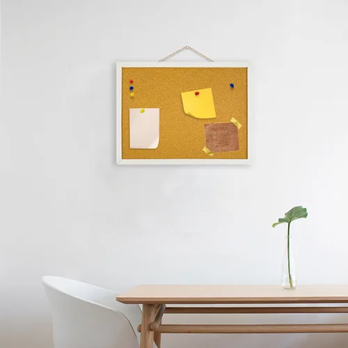 Vista 6 de Tablero de anuncios de corcho, marco rectangular de madera de roble blanco de 15.7 x 12 pulgadas para oficina, hogar y escuela