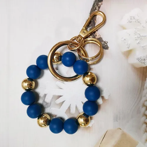 Vista 8 de Llavero de silicona con cuentas para mujer, pulsera elástica para llavero