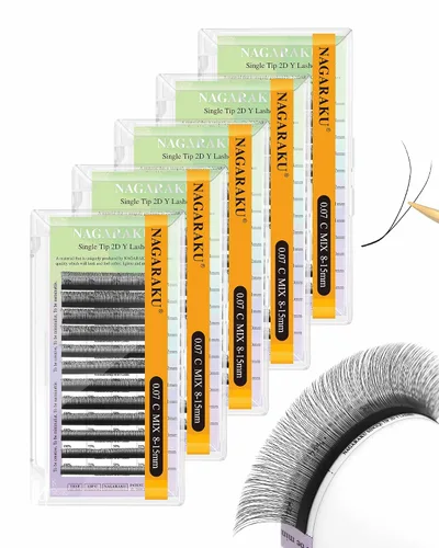 Vista 67 de NAGARAKU YY - Extensiones de pestañas, suministros Y, Lash 4D, Easy Fan, pestañas cruzadas de volumen ruso, pestañas YY, tejidas a mano, malla