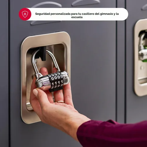 Vista 4 de Master Lock Establece tu propio candado de combinación, cerraduras de armario de gimnasio con código para asegurar objetos de valor en interiores