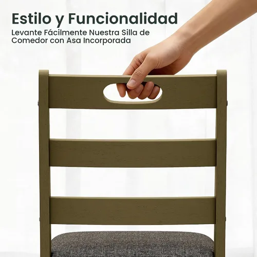 Vista 7 de PHI VILLA - Juego de mesa de comedor para 4, mesa y sillas de cocina con diseño de mármol Emperador Mármol Oscuro y Oliva