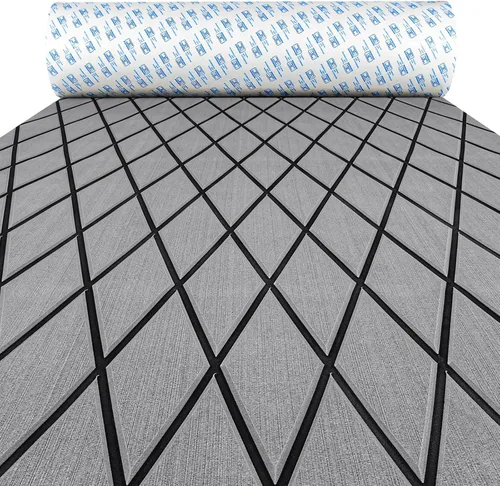 Vista 10 de Suelo de barco de diamante con autoadhesivo 96"x16"/38"/47" Gris oscuro con líneas negras