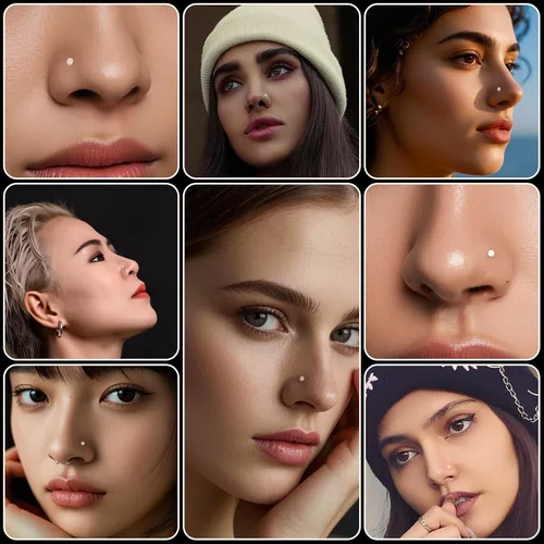 Vista 5 de 20Pcs Clear Nose Rings Retainer Set – 18G/20G I & L Shape Bioflex Studs, Flat & Round Top, 2mm Top, 8mm/10mm – Invisible Nose Piercing Jewelry for