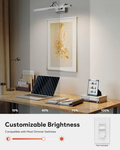 Vista 3 de VONLUCE Luz LED de Tocador de Baño de 24", Luces LED Modernas de Tocador 3CCT con Cabezal Giratorio de 360° y Brazo Oscilante, Lámpara de Baño