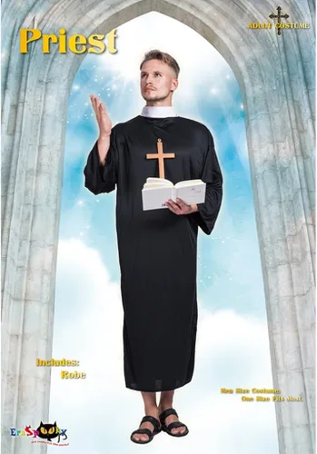 Vista 5 de EraSpooky - Disfraz de sacerdote para hombre para Halloween adulto monje o amigo para hombre fiesta de disfraces divertida