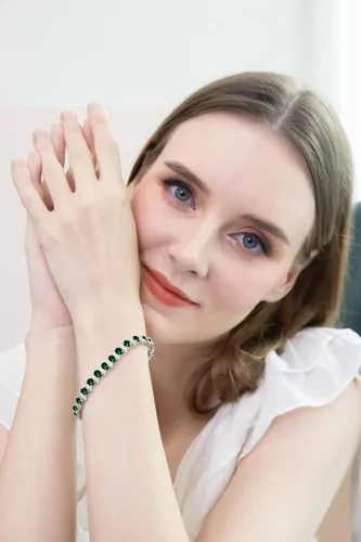 Vista 2 de B. BRILLIANT Pulsera de plata de ley genuina, creada o simulada con piedras preciosas ovaladas y S para mujer