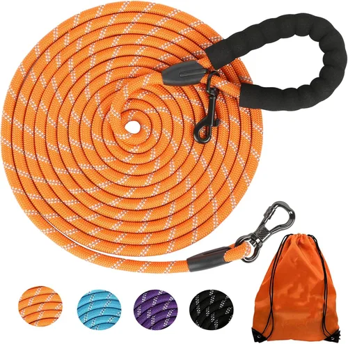 Vista 10 de Correa larga para perros para entrenamiento de 16 pies/20 pies/30 pies/50 pies/100 pies, correa reflectante con gancho bloqueable, cuerda resistente