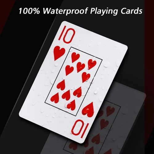 Vista 3 de INTEGEAR Juego de cartas de 2 barajas de póquer de plástico impermeable para Texas Holdem Poker Go Fish y más juegos de cartas, índice jumbo de 2.5