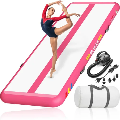 Vista 10 de Colchoneta inflable de gimnasia de 4/6/8 pulgadas, 6.56/10/13/16 pies, para uso doméstico, entrenamiento, animadoras, yoga acuático con bomba