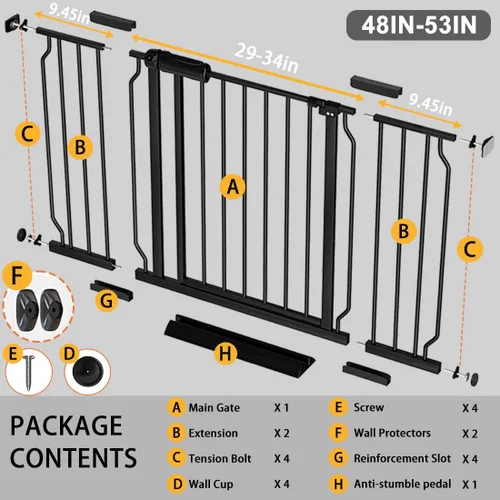 Vista 29 de Fairy Baby Puerta de seguridad para bebés Extensión de 12 cm para puerta de seguridad para bebés con cierre automático Puerta de seguridad