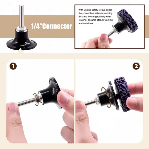 Vista 4 de 11 piezas de discos de tira de cambio rápido de 2" fáciles para amoladora angular, accesorios para tiras de pintura, rueda de eliminación de óxido