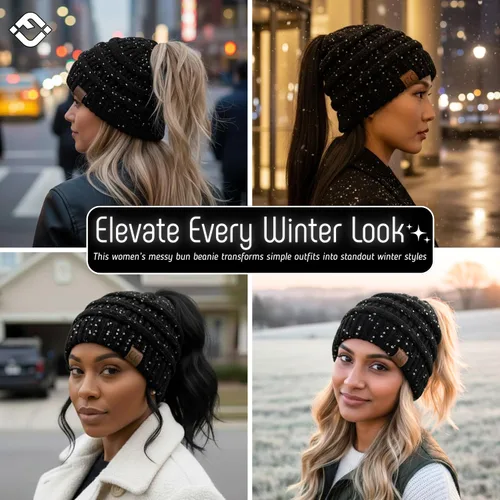Vista 60 de Funky Junque - Gorro para mujer con ranura para cola de caballo