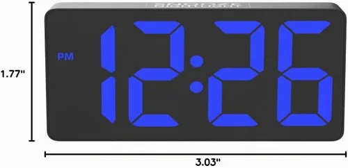 Vista 8 de PPLEE Reloj despertador para dormitorio con luz nocturna y dígitos atrevidos, reloj digital de 7 pulgadas con alarmas dobles y puertos de carga USB