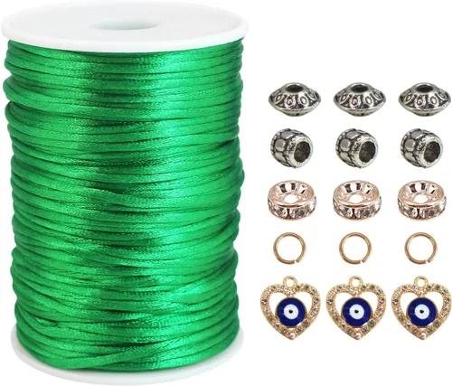 Vista 9 de Nuevo 20bundles 200Yards 0.098 in Satin/Rattail Cordón de seda para collar, pulsera, cordón de cuentas